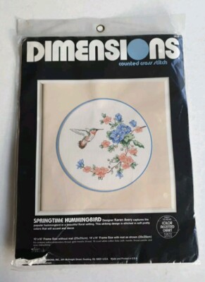 Dimensions Spring Time Blumen Vogel Kolibri Kreuzstich Set 25x25 cm