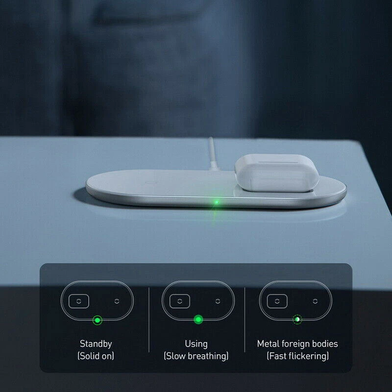 Almohadilla de carga inalámbrica 15W 2 en 1 Qi Fast Max PRO para Apple Airpods Pro Samsung Foto 2 de 4