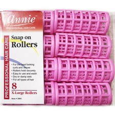 ANNIE SNAP ON ROLLERS 1004, 8 COUNT PINK X-LARGE 1-1/8"