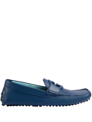 Gucci Men’s Blue Leather Interlocking G Driving Loafers Size 8 Gucci GG Interlocking Men main image 4