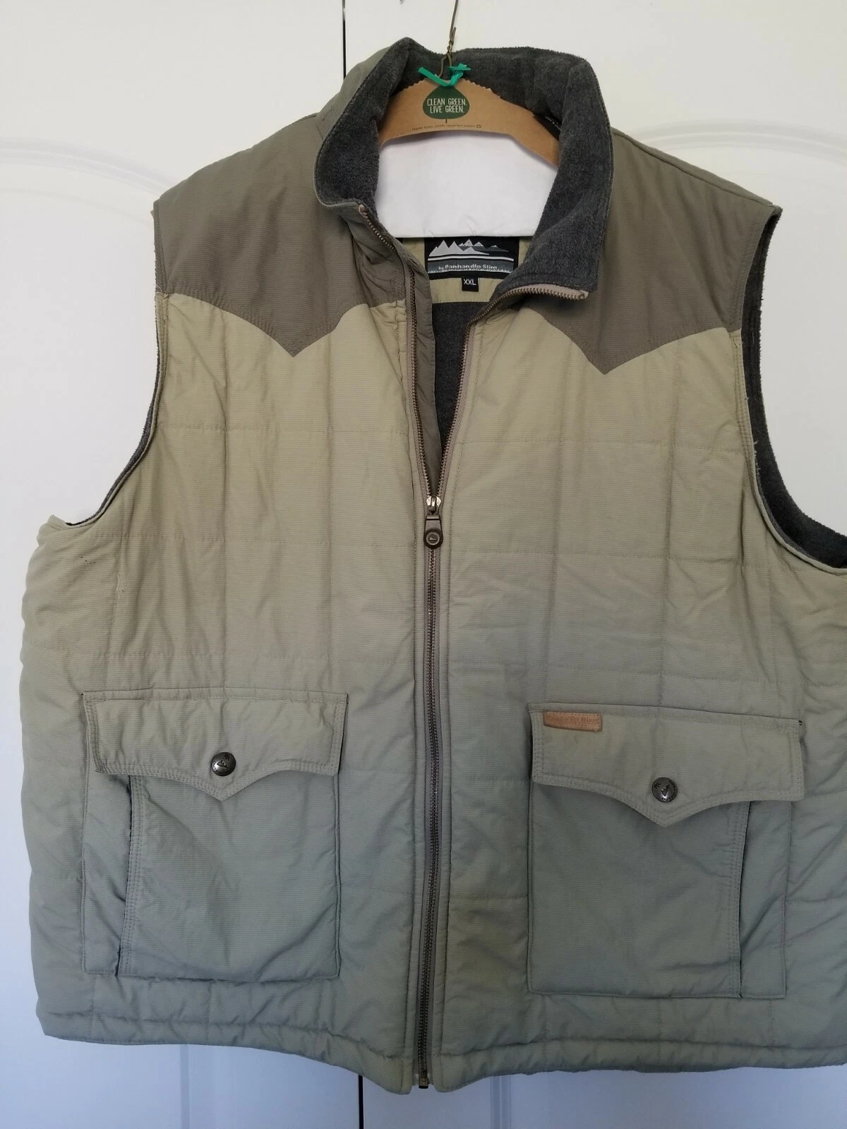 Powder River Outfitters Panhandle Slim Men’s Vest Size XXL Khaki Winter Zip