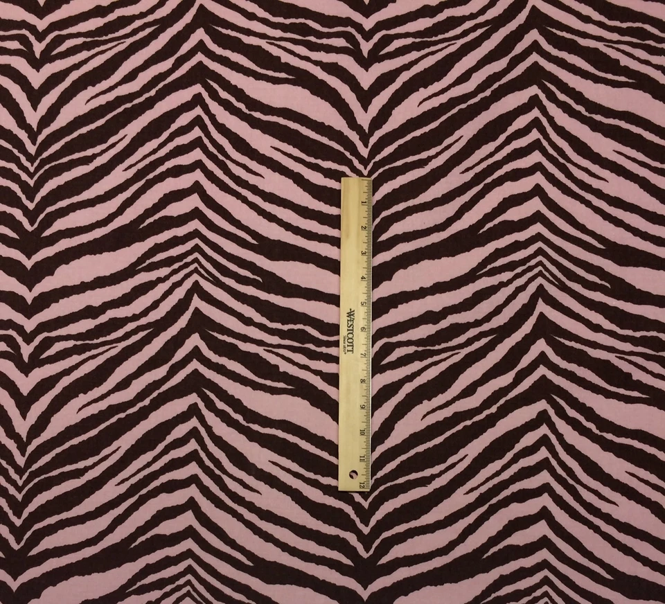 Tela de algodón con tema animal WAVERLY ZEBRA ROSA MARRÓN #D4047 POR YARDA 54"W Foto 3 de 4