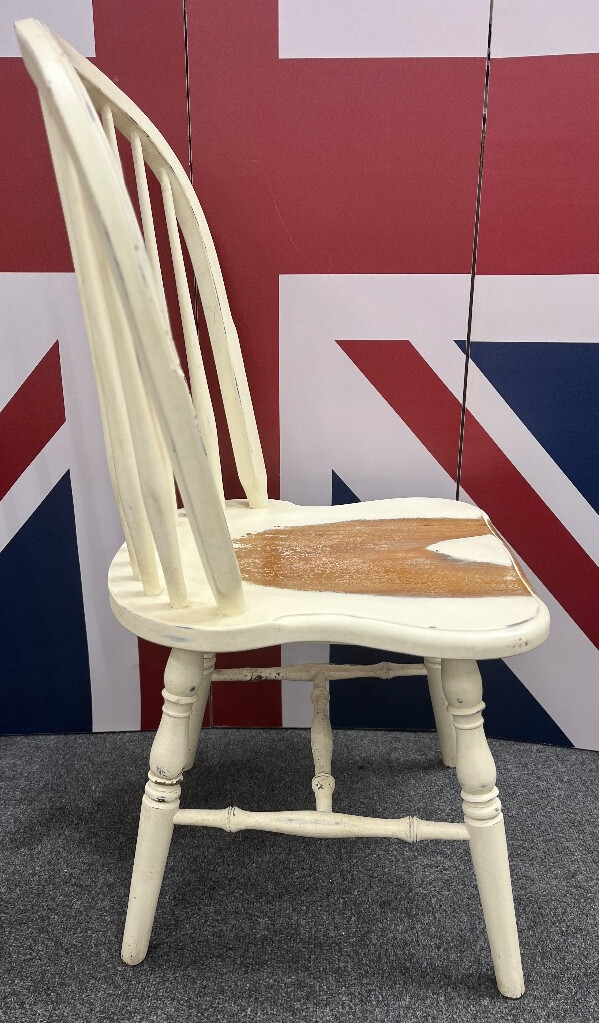 Pair LAURA ASHLEY Bramley Rustic Dining Chairs Spindle Cream Shabby