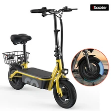 iScooter Electric Scooter With Seat Basket Adult 500W Motor E-Scooter Soft Tires
