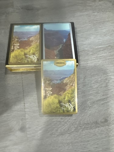 Baraja completa vintage de cartas del Congreso acabado Cel-u-Tone Grand Canyon - Imagen 2 de 3