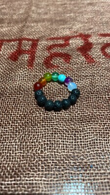 Seven Chakra & Lava Stone Beaded Ring