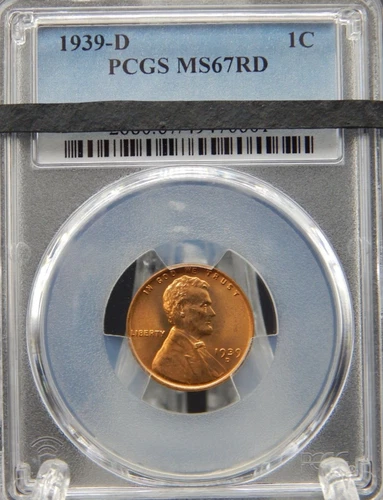 1939-D PCGS MS67 RD RED Lincoln Wheat Back CENT #BT-74