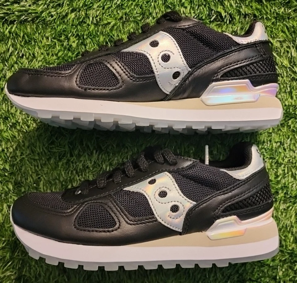 ¡NUEVO! MUJERES Saucony Shadow Original Negro Iridiscente Negro Zapatos EE. UU. Talla 7 Foto 3 de 4