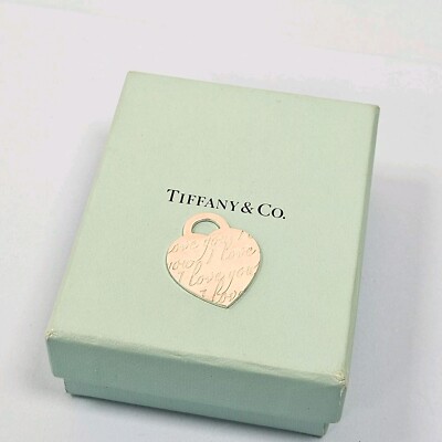 Tiffany & Co. I love You großer Silber Herz Anhänger Charm für Armband Halskette 