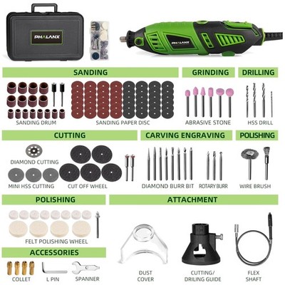 Powerful 180W Rotary Tool with Variable Speed