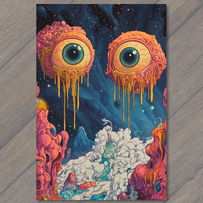 POSTCARD Melting Eyeballs Outer Space Surreal Drip Alien Planet ...