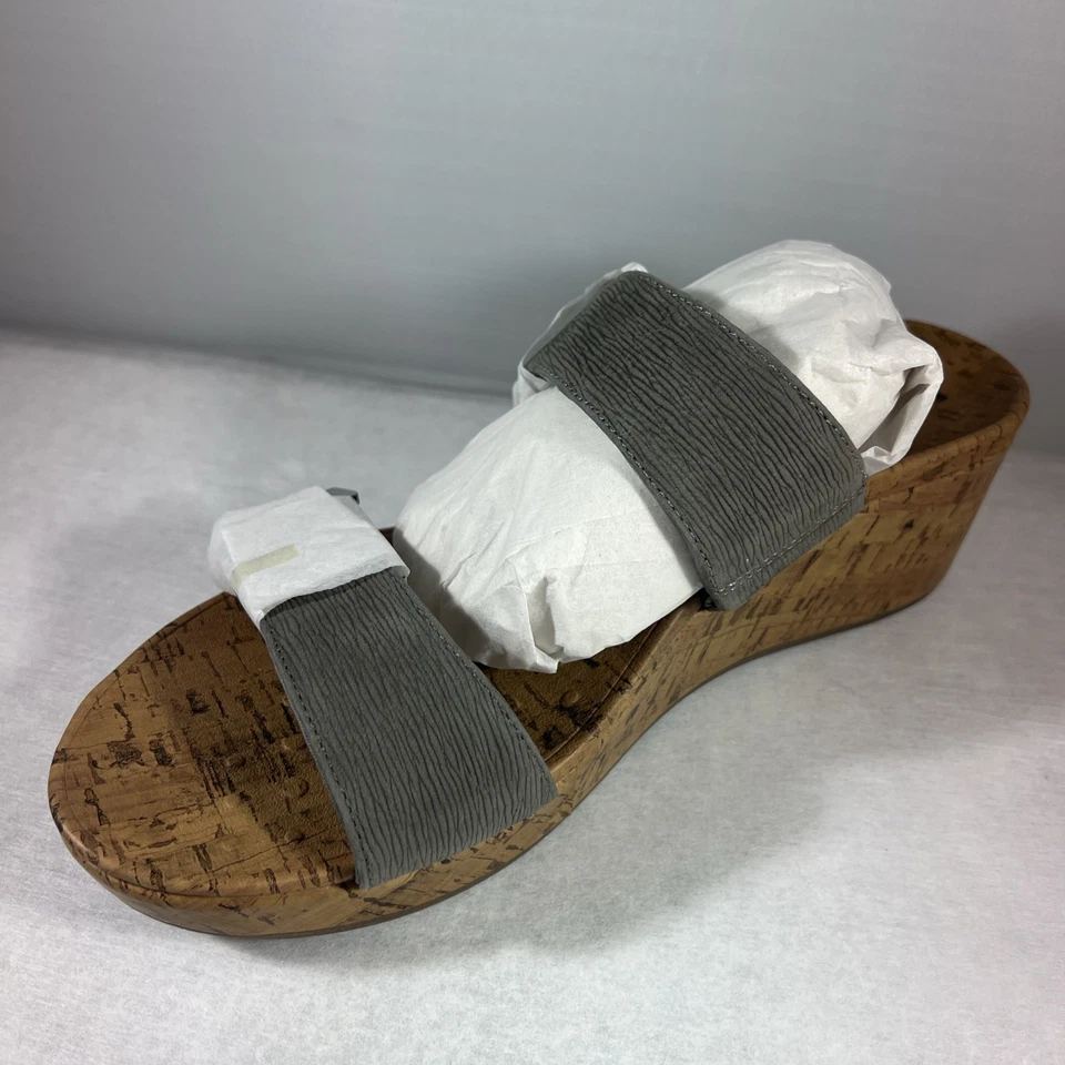 Vionic Women’s Pepper Ruched Cork Wedge Platform Sandals Slate Gray Size 12 - Image 3 of 4