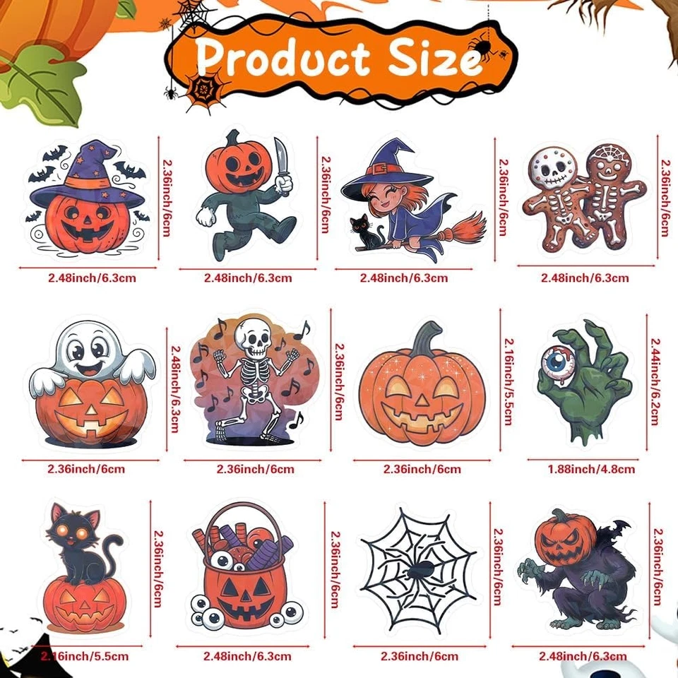 Halloween Stickers, 100 Pcs Halloween Stickers Bulk for Kids, Holographic Waterp - Imagem 2 de 4