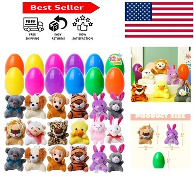 High-Quality Easter Egg Fillers - 12 Colorful Plush Animals for Kids Amusement