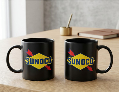 Sunoco Oil Racing Car Black Coffee Mug