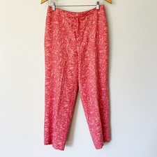 VTG Tommy Bahama Pants Size 6 100 Silk Straight Leg Resort Floral Cropped Pink