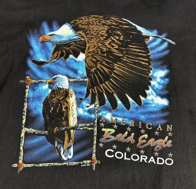 Eagle Products Bald Eagle Colorado Men XL Cotton Black Nature Graphic 90s VTG