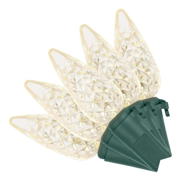 150 Count Warm White Faceted Steady Lit C6 LED Lights