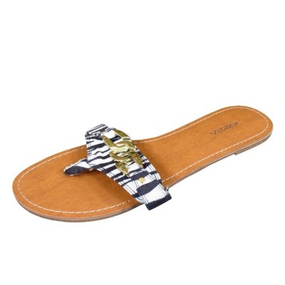 Xhilaration Womens Zebra Print Thong Sandals Size 10 Fabric Flat Casual Summer