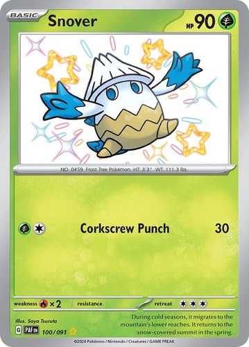 Pokemon Snover Holofoil Shiny Rare 100/091 SV: Paldean Fates