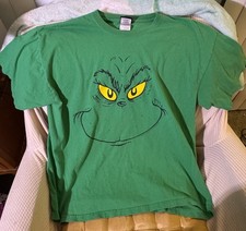 VTG Dr. Seuss: The Grinch 'Full Shirt Face' Men's Green Holiday T-Shirt XL Y2K
