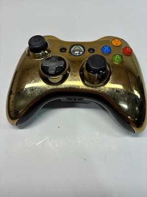 Microsoft Xbox 360 Limited Edition Chrome Gold Wireless Controller OEM, Tested.