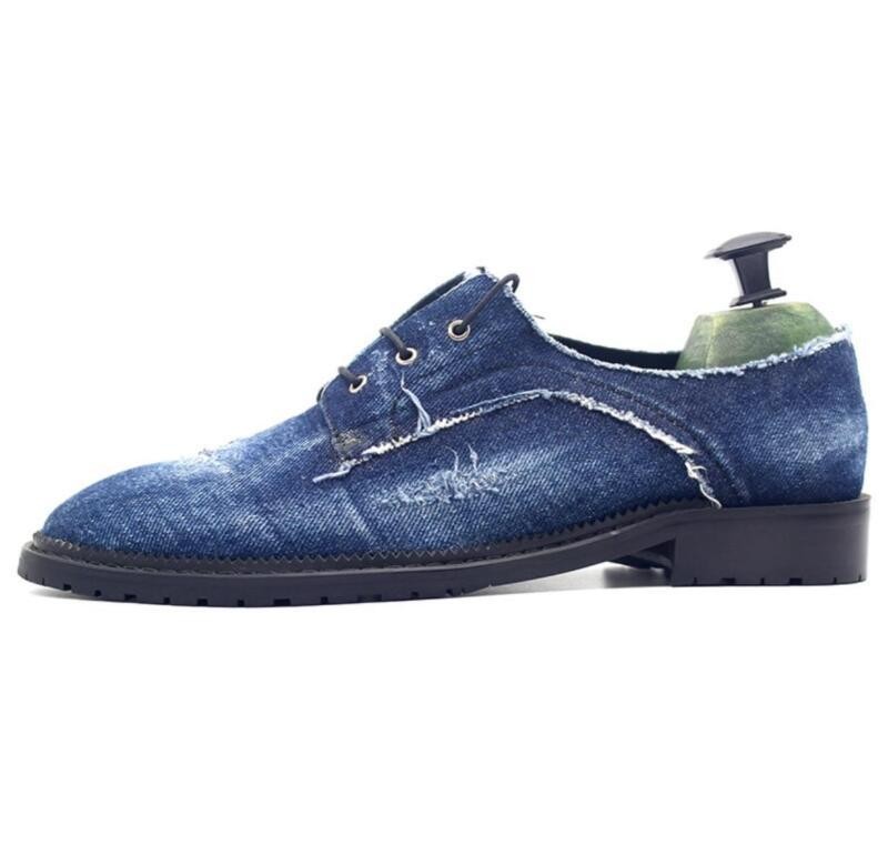SAOLA Scarpe casual eleganti uomo denim tempo libero pelle stringate a pompa stringate a punta
