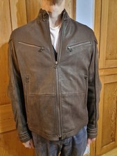 Hugo Boss Men's Moto Lambs Leather Jacket In Brown 42-44 Inch NEW