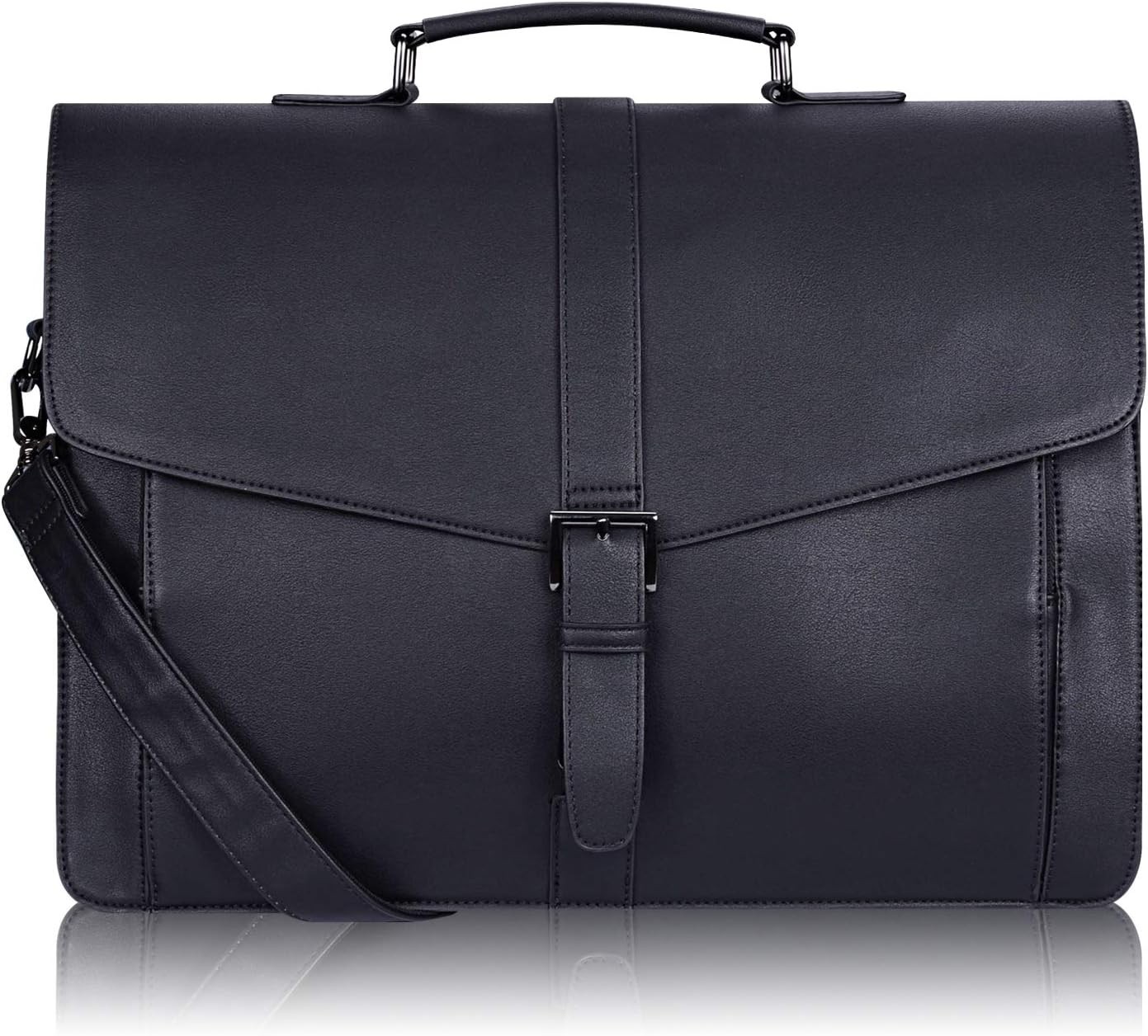 Men's Leather Briefcase 15.6 Inch Laptop Computer Bag for Office/Business/Tra