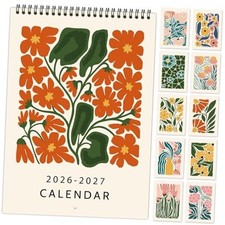 2026 Wall Calendar Art Floral, Aesthetic 18 Months Wall 2026-2027 Art floral