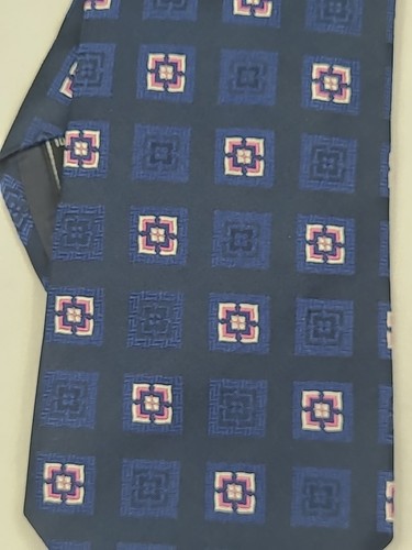 Hugo Boss Neck Tie Blue Gemetric Silk - Picture 7 of 8