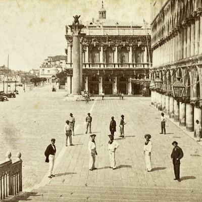 Molo dal Ponte Della Paglia Italy Antique CDV Photograph Carlo Ponti Venezia