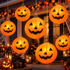 Halloween Hanging Paper Lantern Pumpkin Decor Indoor Outdoor Party Garden