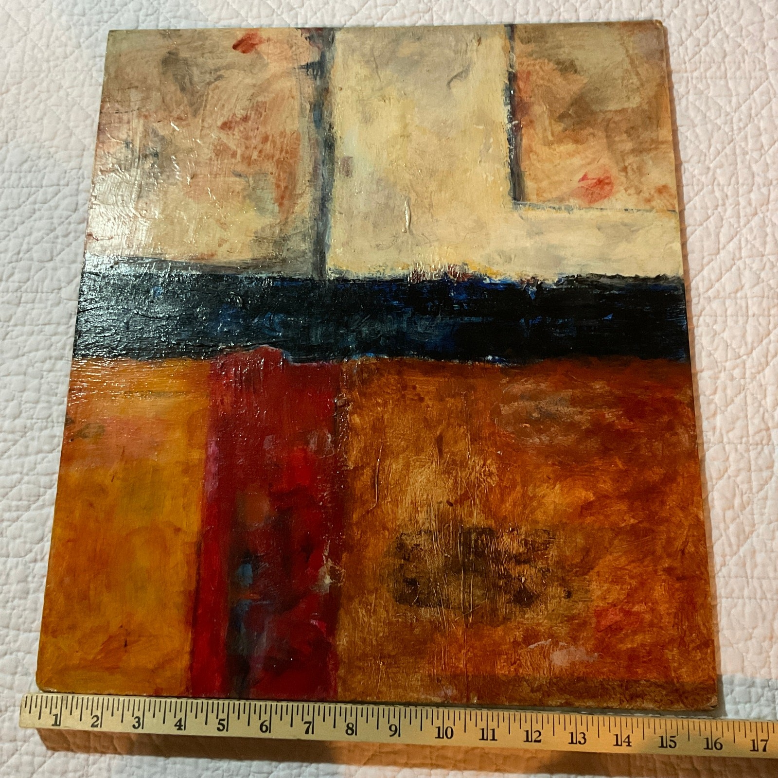 Modernist abstract oil painting camp painted Santa Monica pier