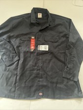 Dickies Mens Long Sleeve Twill Work Shirt Workwear - 574 Black Size 2XL NEW