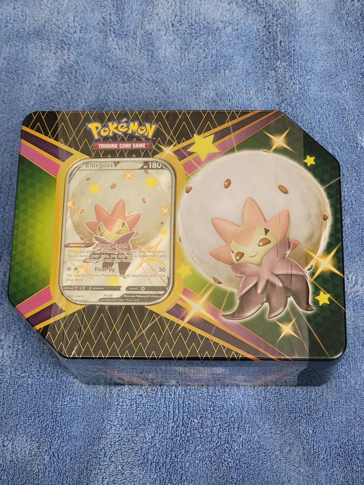POKEMON TCG Eldegoss V Shinig Fates Tin!!!! 6 Booster Packs!!!