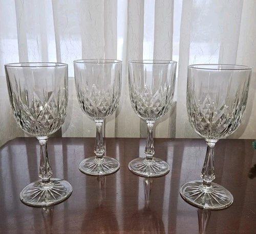 4 Vintage Anchor Hocking Canfield Clear Glass Wine Water Goblets Glasses 7.25"