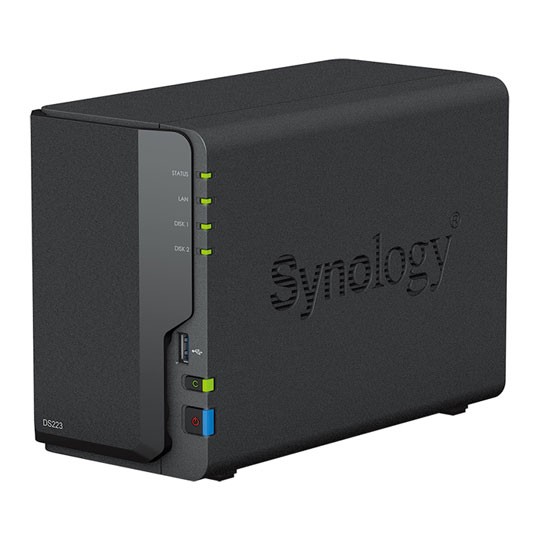 2 Bay Synology DiskStation DS223 Desktop NAS, Realtek RTD1619B Quad Core, 2GB DD
