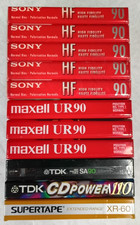 Mixed Lot Of 11 Sealed Blank Audio Cassette Tapes Sony HF/Maxell UR90/TDK