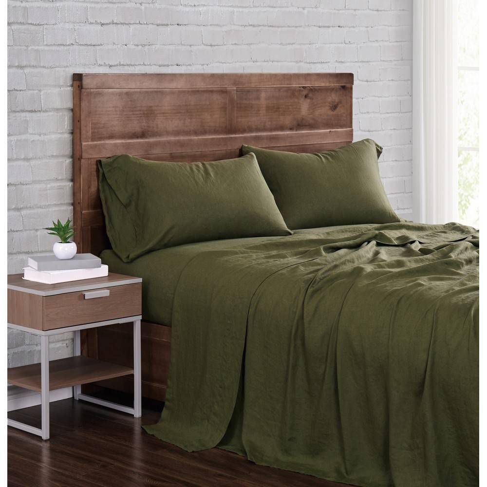 Brooklyn Loom California King Linen Sheet Set Moss Green 40390₽