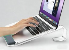Wymexen Clear Acrylic Laptop Stand with Detachable Wrist Rest - clear