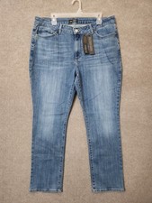 Lee Straight Leg Jeans Womens 18 Blue Medium Wash Mid Rise Regular Fit NEW