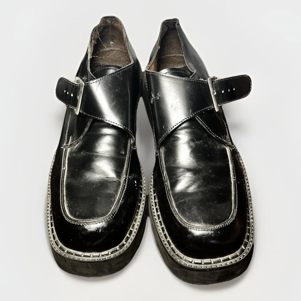 Zapatos De Colección Tatuaje Por Robert Wayne Gruesa Hebilla Cuero Negro Steam Punk Gótico 11M Foto 4 de 4