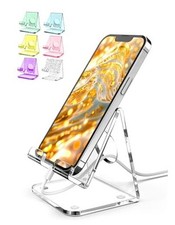 Acrylic Cell Phone Stand, Clear Phone Holder for Office Desk, Vanity,