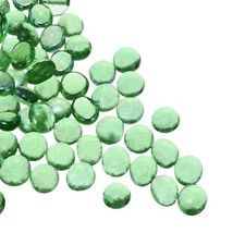 Ceramics Beads, Flat Ceramics Green Iridescent 0.67 to 0.75 Inch Pebbles