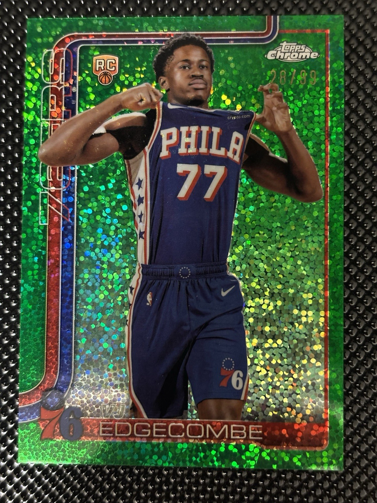 2025-26 Topps Chrome VJ Edgecombe Green Speckle Image Variation RC /99