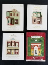 Hallmark Nostalgic Houses & Shops Lot of 4 Ornaments 2000 2006 2008 2009