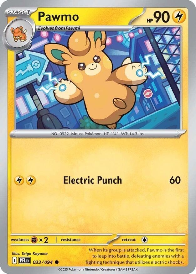 Pokemon Pawmo (33/130) Phantasmal Flames NM REVERSE HOLO