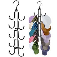 Baseball Hat Organizer for Closet: Hanging Cap Rack with 10 Rotatable Large H...
