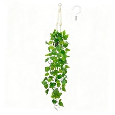 Fake Pothos in Rope - Hanging Pot, Artificial Pothos Bohemian Hanging Pothos